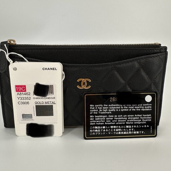 Chanel Iridescent Caviar Quilted Classic Zip Wallet Pouch Black - Picture 6 of 6